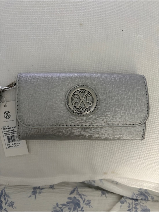 Christian Lacroix Handbags - Christian Lacroix Metallic Silver Logo Flap Wallet